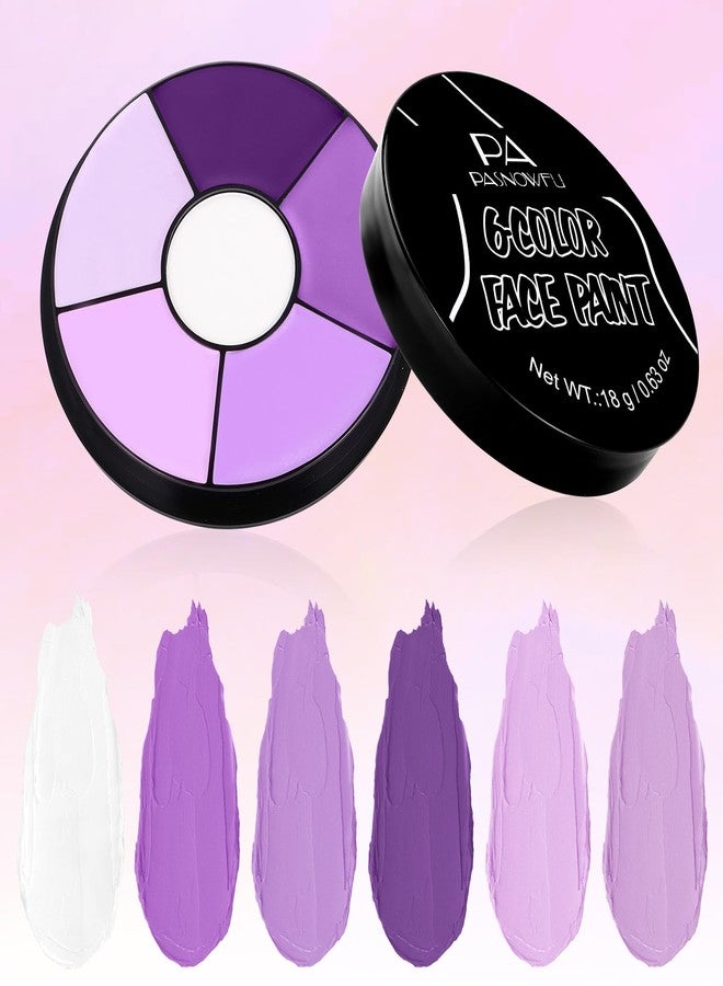 PASNOWFU Purple Face Body Paint, Professional 6 Colors Body Paint SFX Makeup Palette, Cream Water Based Purple Face Paint for Adults SFX Cosplay Halloween Stoker Zombie Monster Ursula Costume Party - Image 2